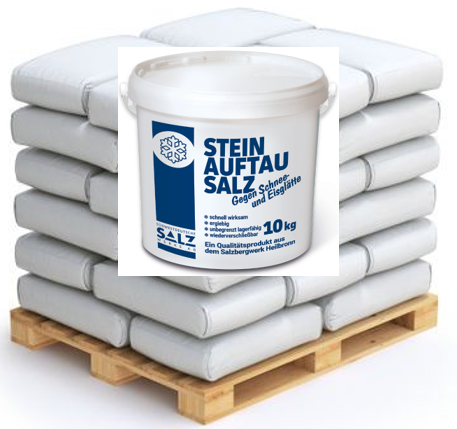 Stein-Auftausalz: 10kg Eimer und Palettenware