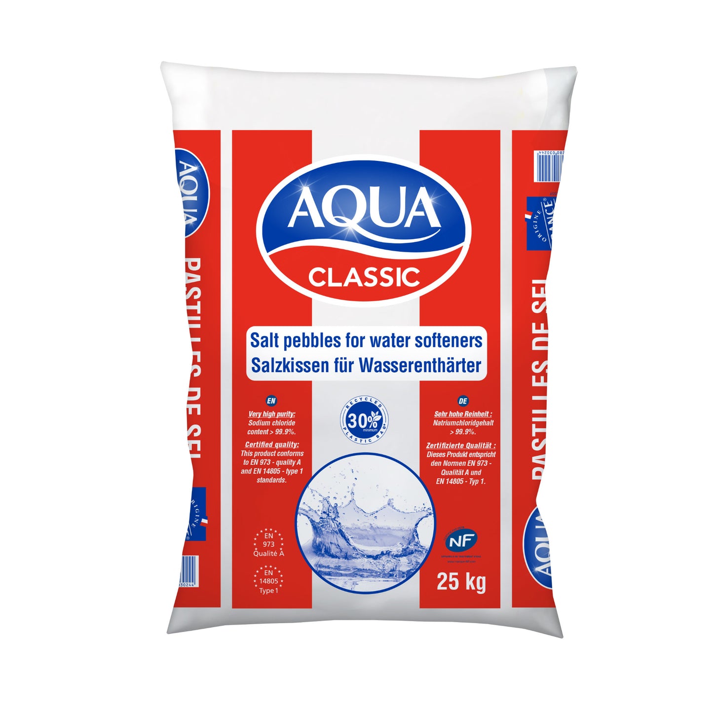 AQUA CLASSIC Regeneriersalz Kissen: 25kg Sack | Paletten (kostensparende Enthärtung)