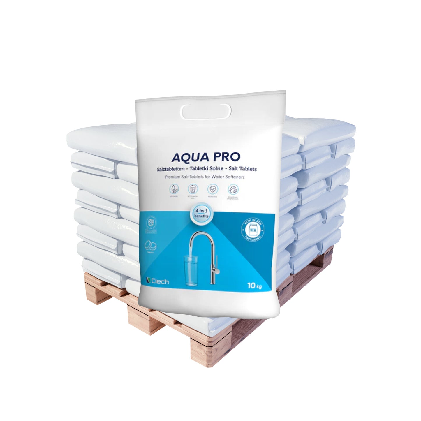 AQUA PRO Regeneriersalz Tabletten: 10kg Sack | Palette (handliche 10kg-Säcke)