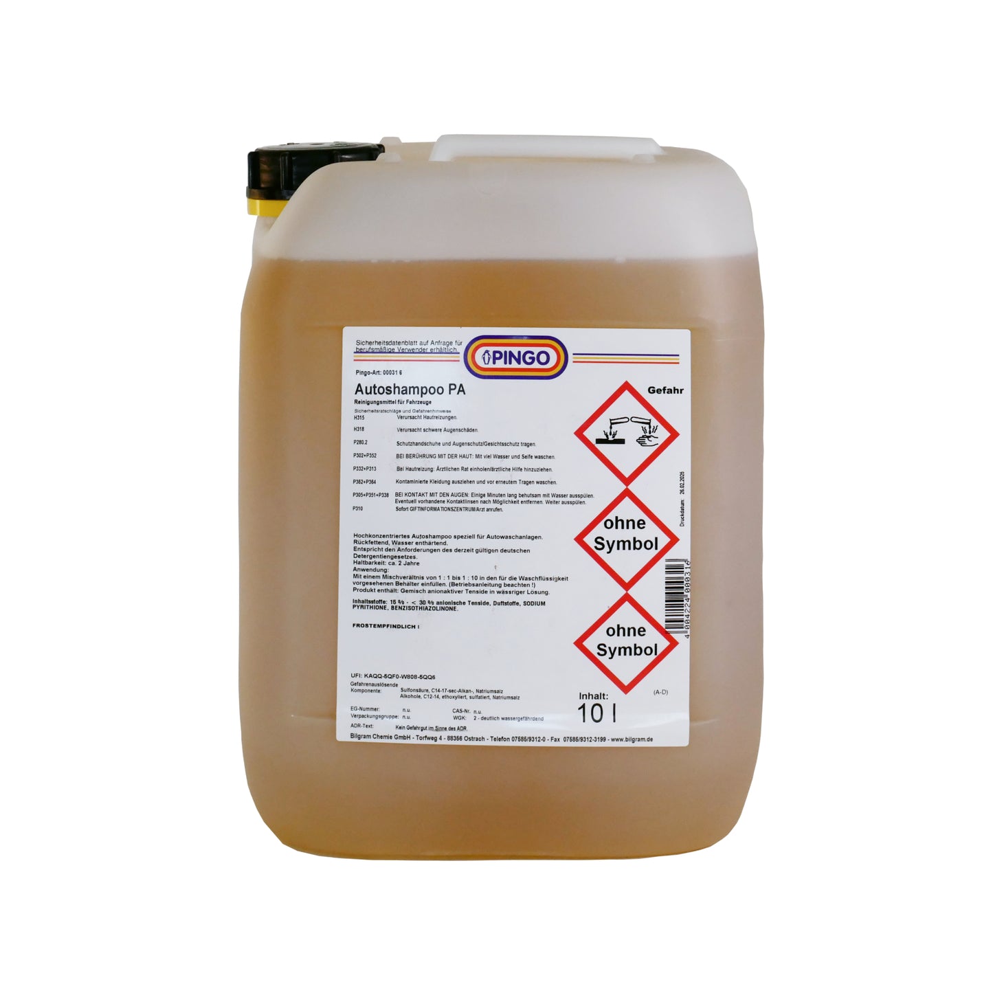 Konzentrierte Reinigung + Glanz-Effekt + intensive Schmutzentfernung | PINGO Autoshampoo PA 10.000ml