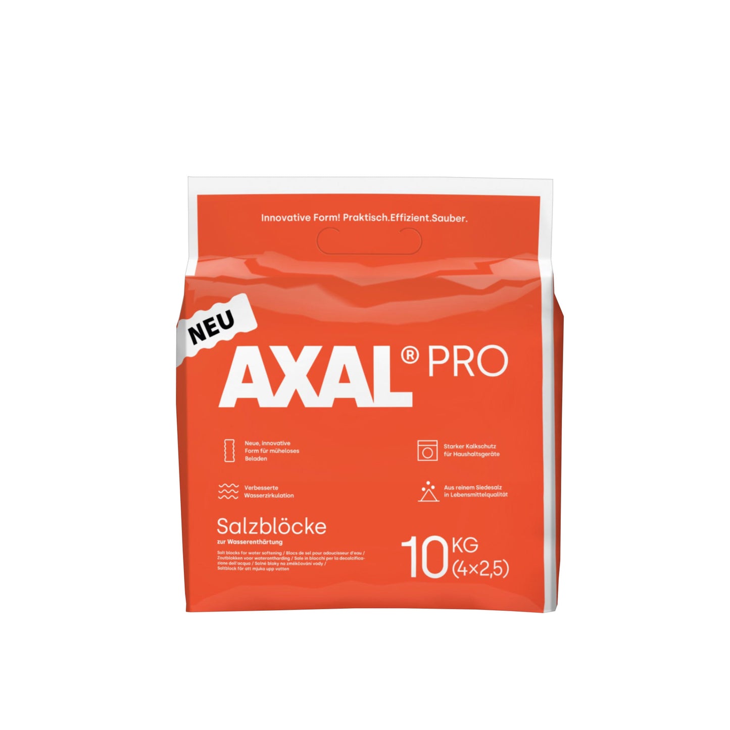 AXAL PRO Salzblöcke: 10kg Sack | Palette (praktische 2,5kg-Blöcke)
