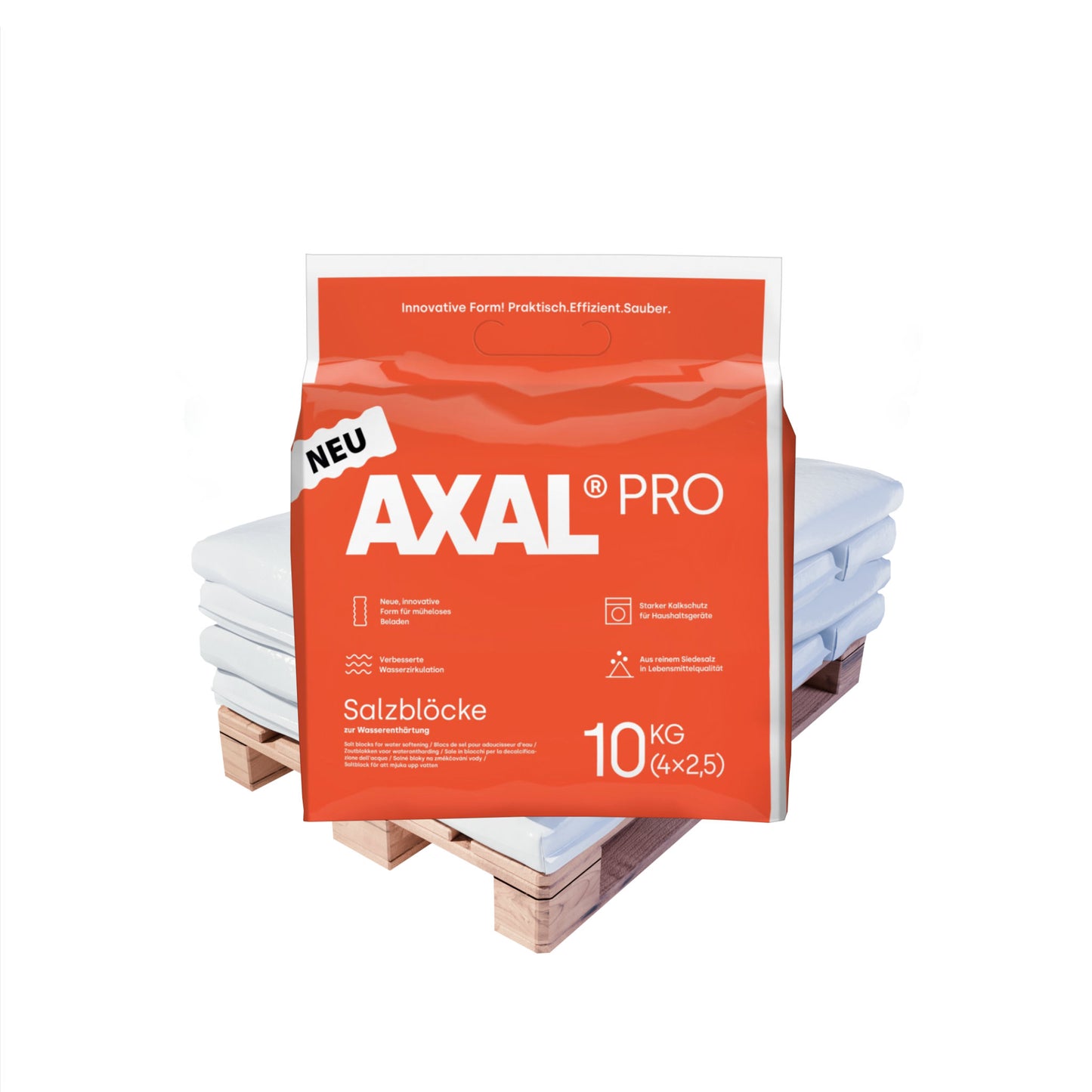 AXAL PRO Salzblöcke: 10kg Sack | Palette (praktische 2,5kg-Blöcke)