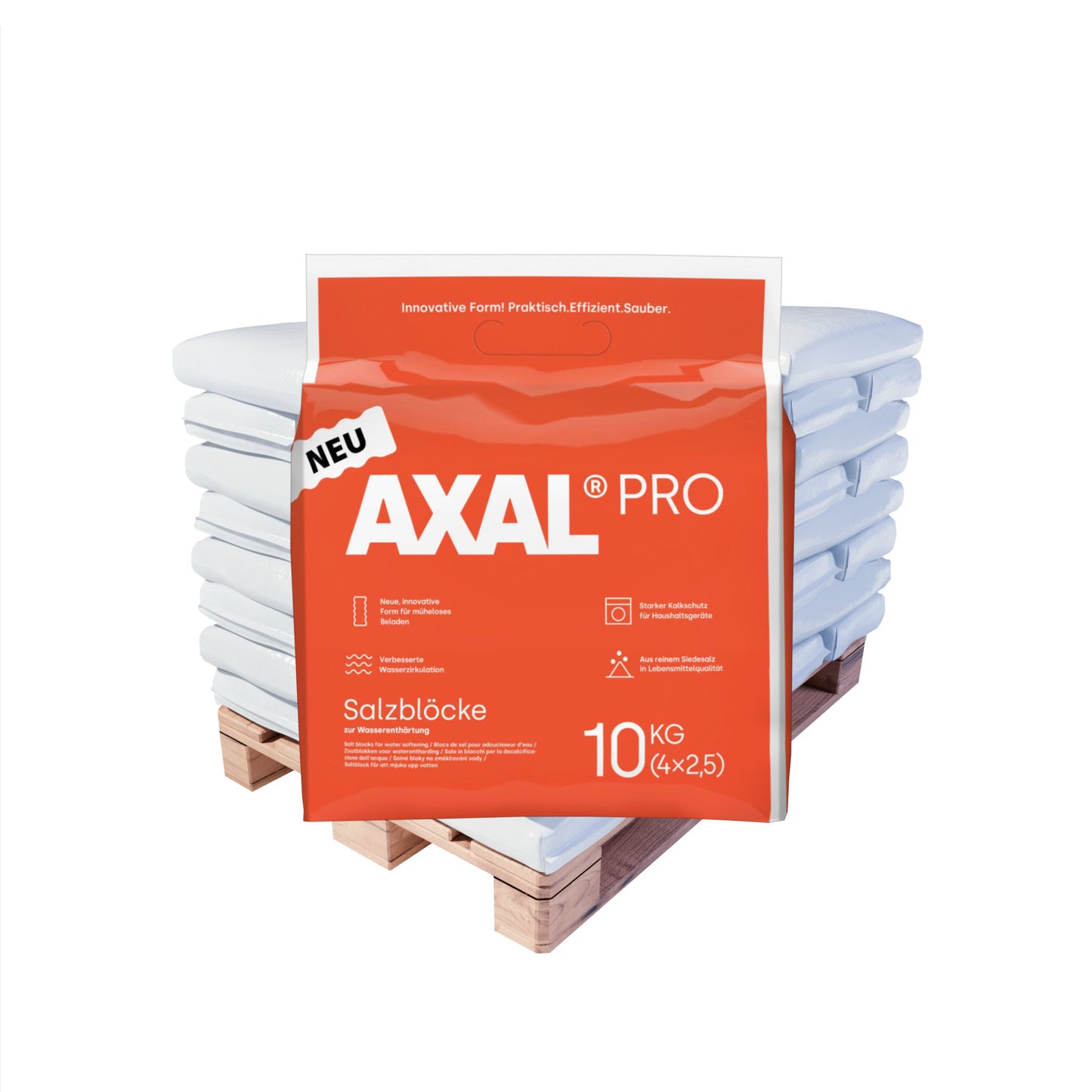 AXAL PRO Salzblöcke: 10kg Sack | Palette (praktische 2,5kg-Blöcke)