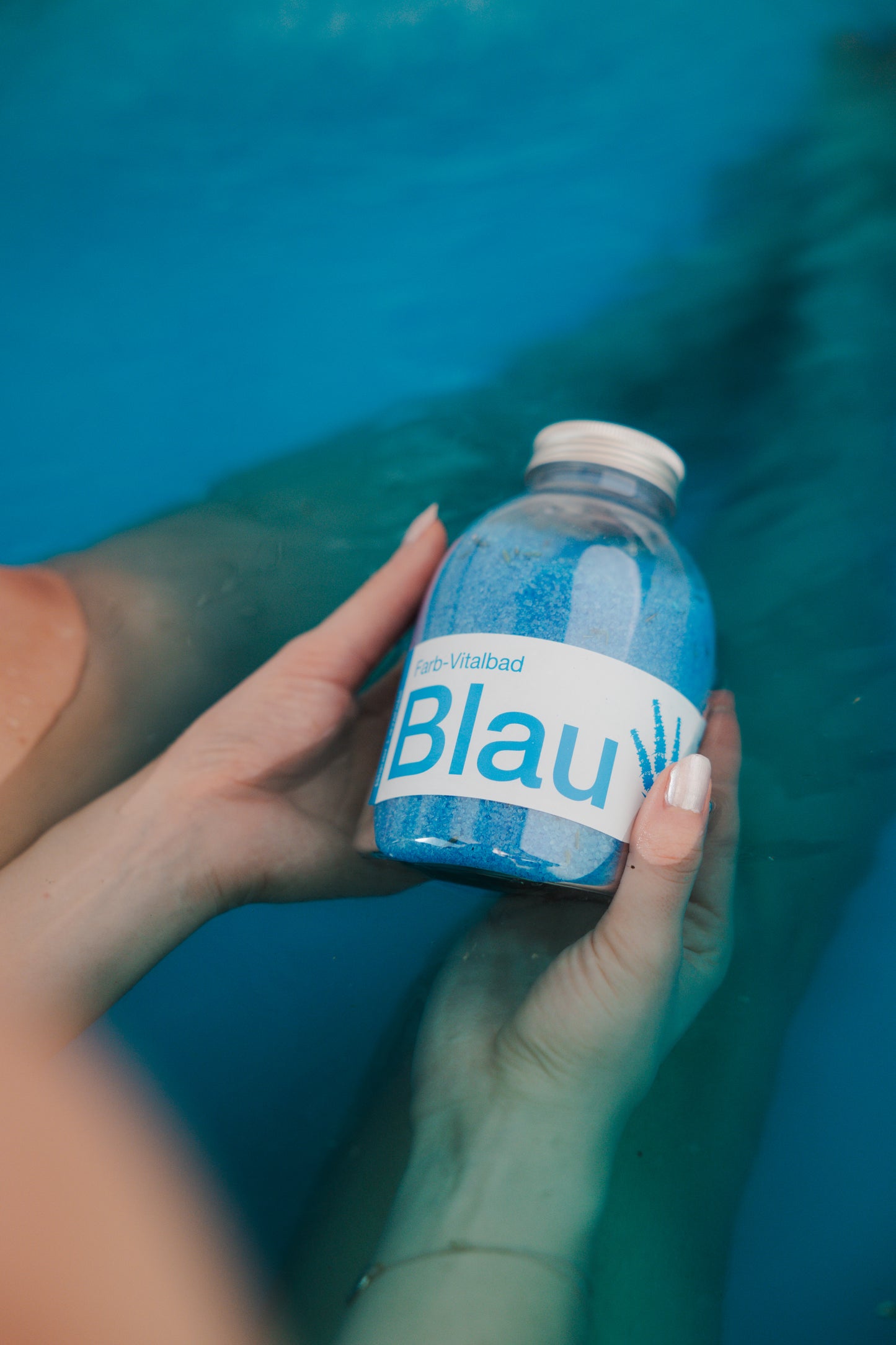 Badesalz Farb-Vitalbad: Blau - 500g Flasche