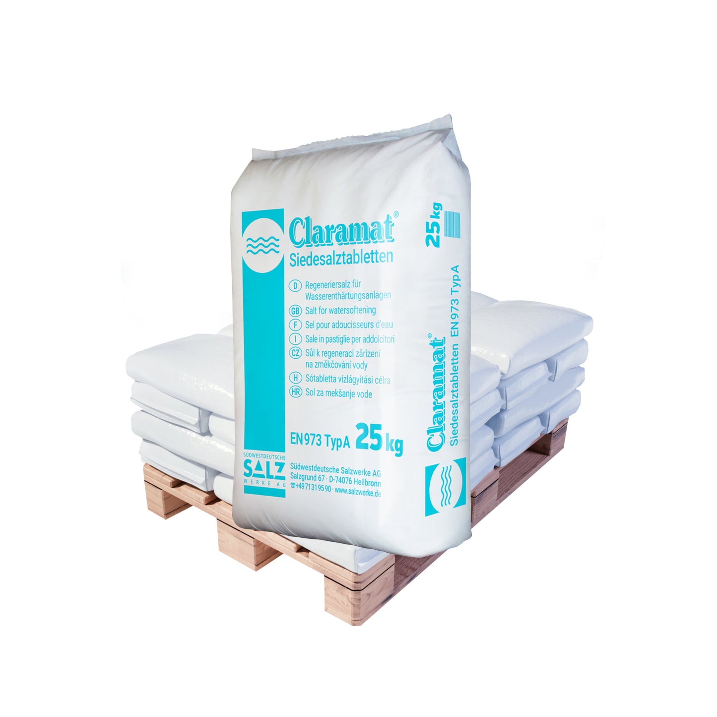 Claramat Regeneriersalz Tabletten: 25kg Sack | Palette (sofort lieferbar)