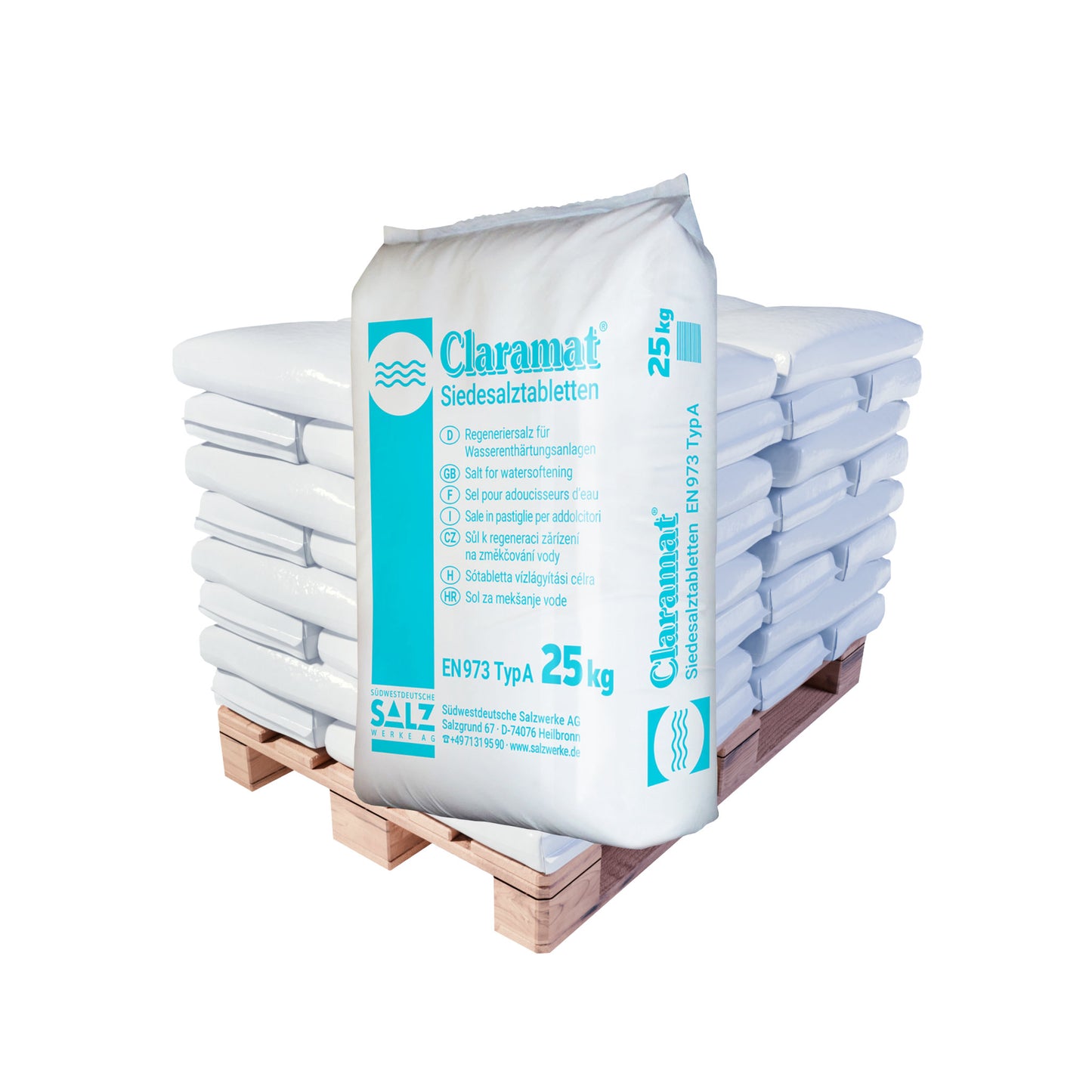 Claramat Regeneriersalz Tabletten: 25kg Sack | Palette (sofort lieferbar)