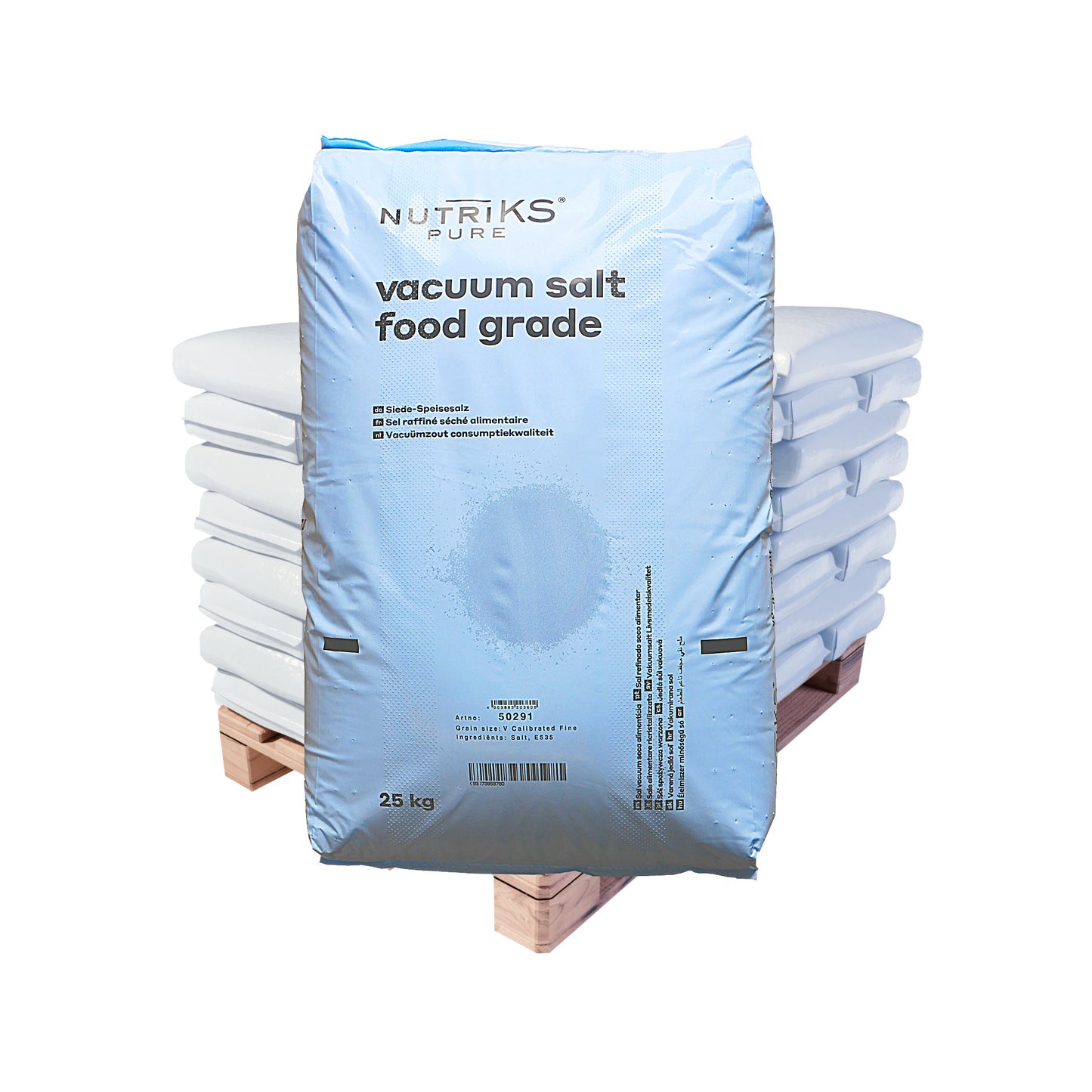 Nutriks Siedesalz calibrated fein 0,4-0,13 mm – mit Trennmittel : 25kg Sack | Palette