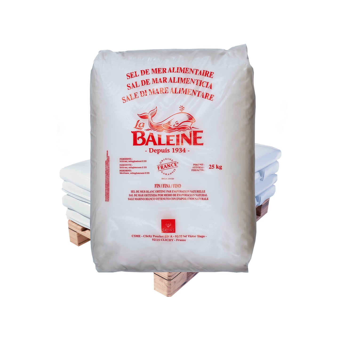 La Baleine Meersalz – fein - mit/ohne Trennmittel: 25kg Sack | Palette