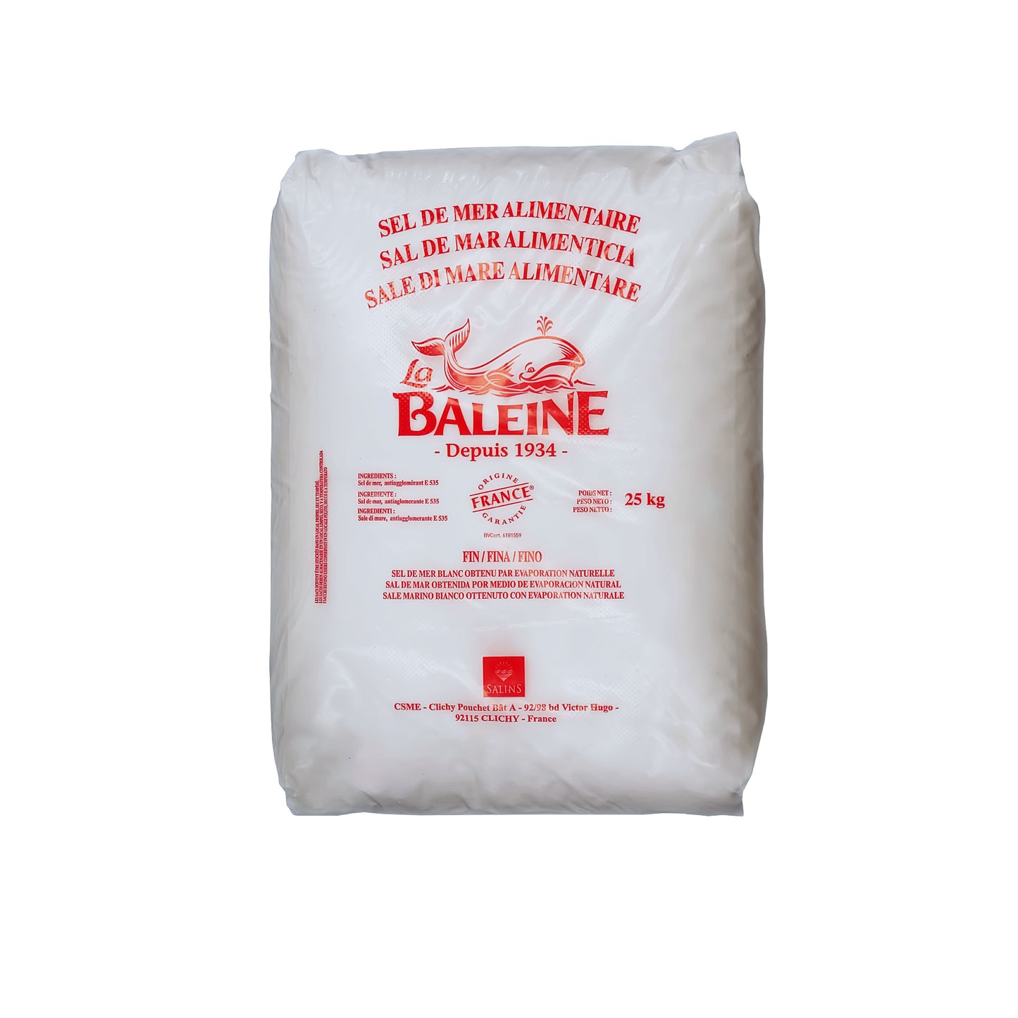 La Baleine Meersalz – fein - mit/ohne Trennmittel: 25kg Sack | Palette