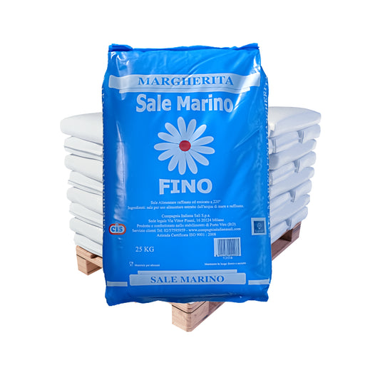 Meersalz naturrein & fein – Margherita - ohne Trennmittel: 25kg Sack | Palette