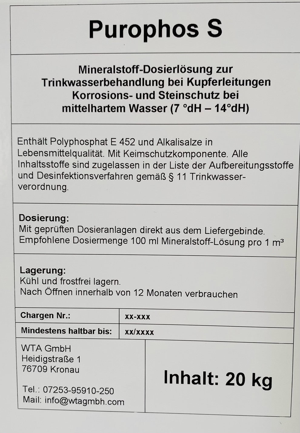 Purophos S: 10kg/20kg, Kunststoffkanister
