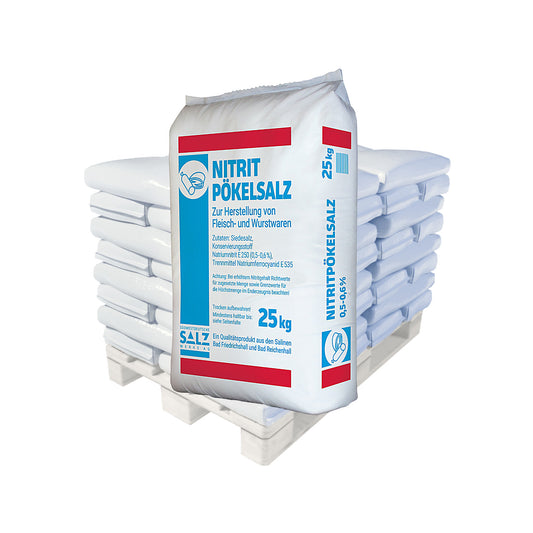 Nitritpökelsalz 0,5–0,6% – mit Trennmittel: 25kg Sack | Palette