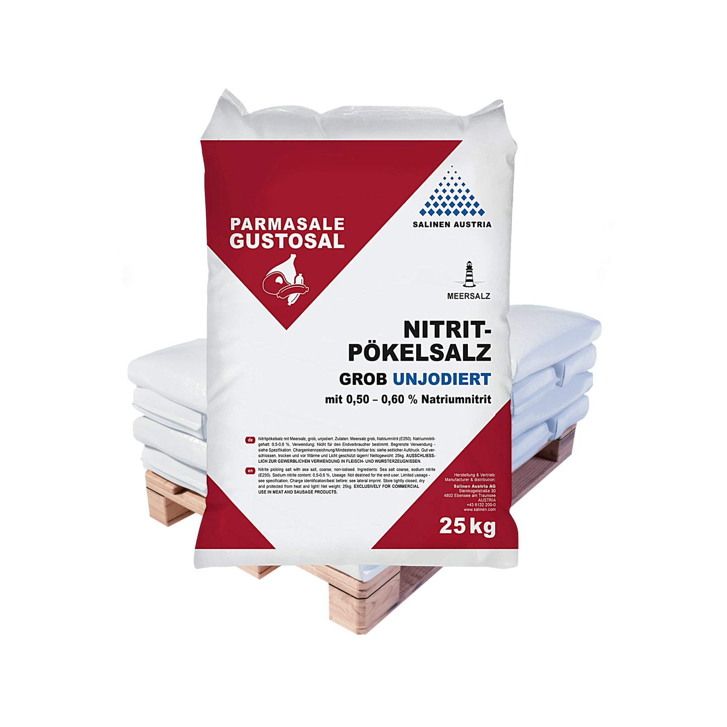 GUSTOSAL Nitritpökelsalz 0,5–0,6% Meersalz grob: 25kg Sack | Palette