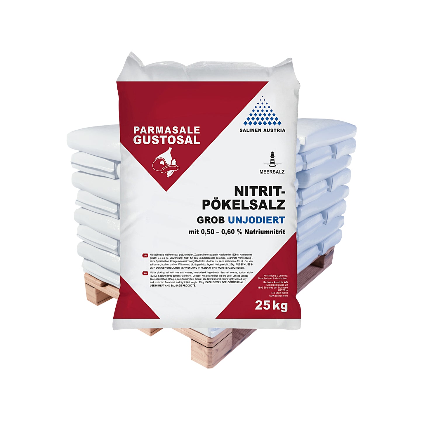 GUSTOSAL Nitritpökelsalz 0,5–0,6% Meersalz grob: 25kg Sack | Palette