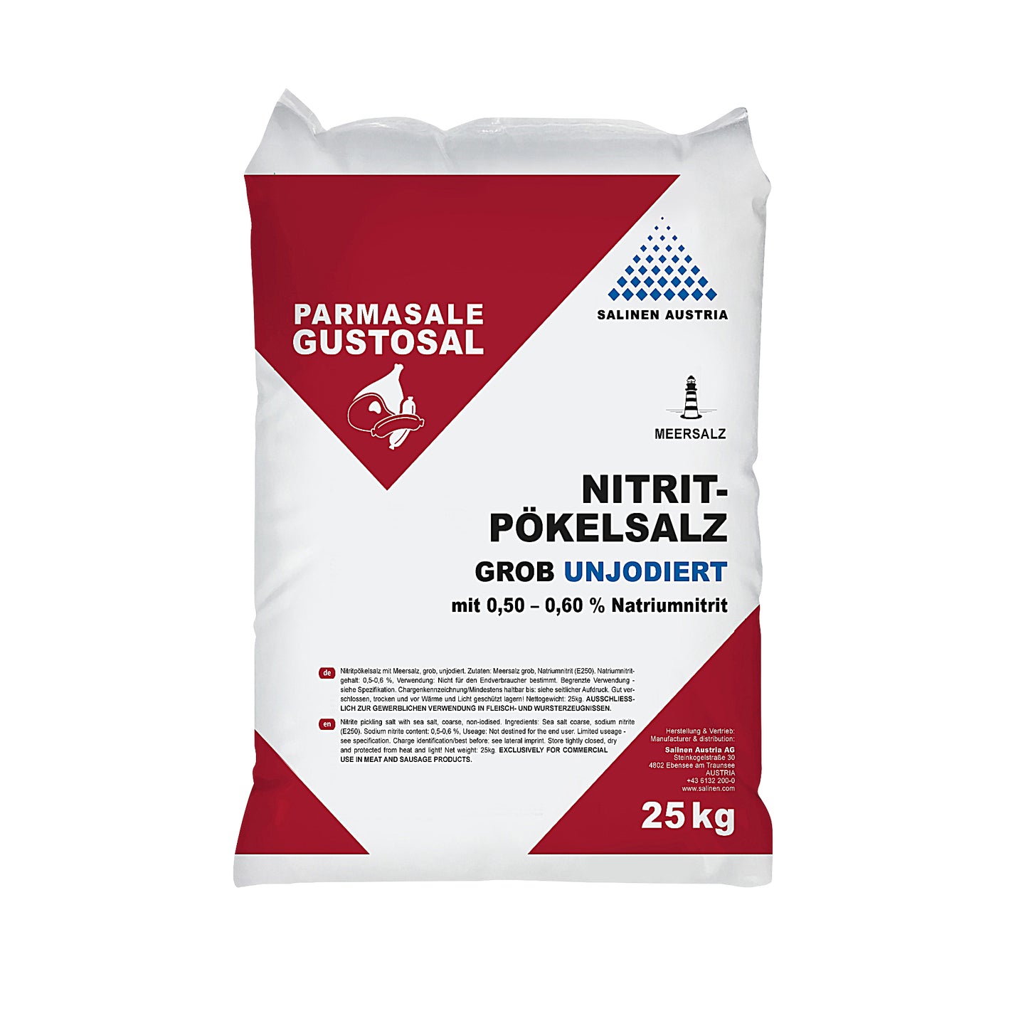 GUSTOSAL Nitritpökelsalz 0,5–0,6% Meersalz grob: 25kg Sack | Palette