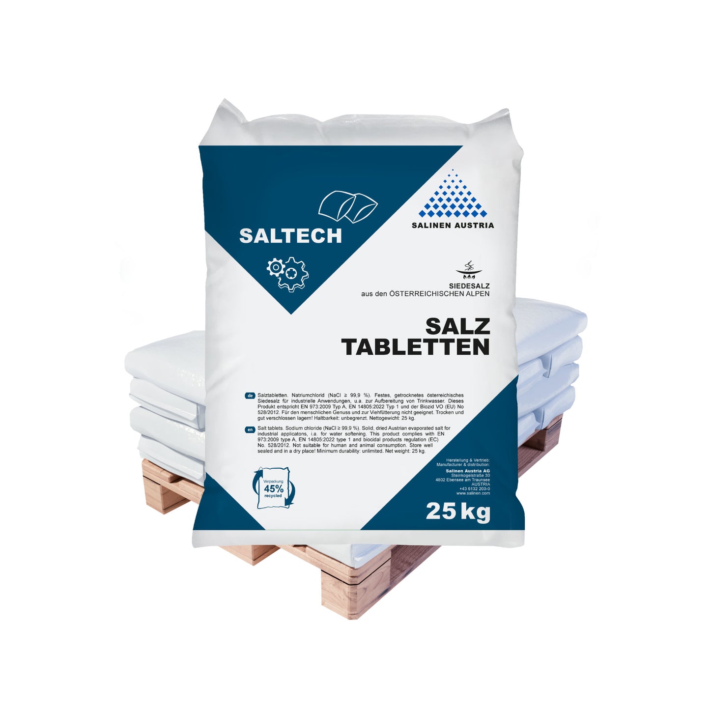 SALTECH Regeneriersalz Pastillen: 25kg Sack | Palette