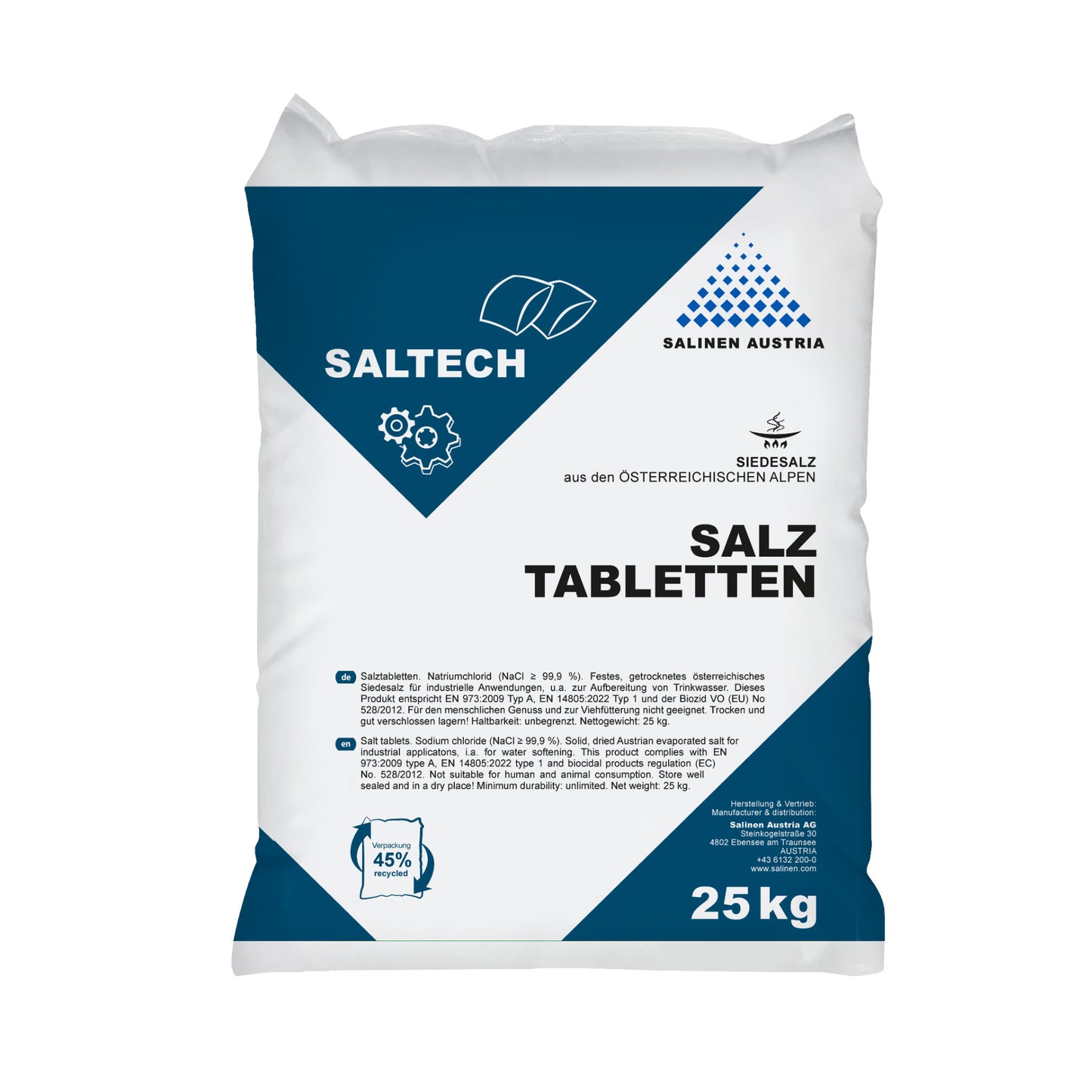 SALTECH Regeneriersalz Pastillen: 25kg Sack | Palette