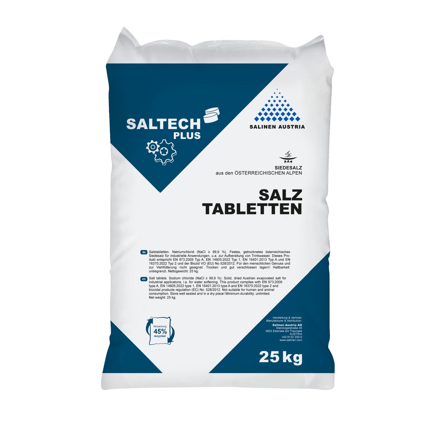 SALTECH PLUS Regeneriersalz Tabletten: 25kg Sack | Palette