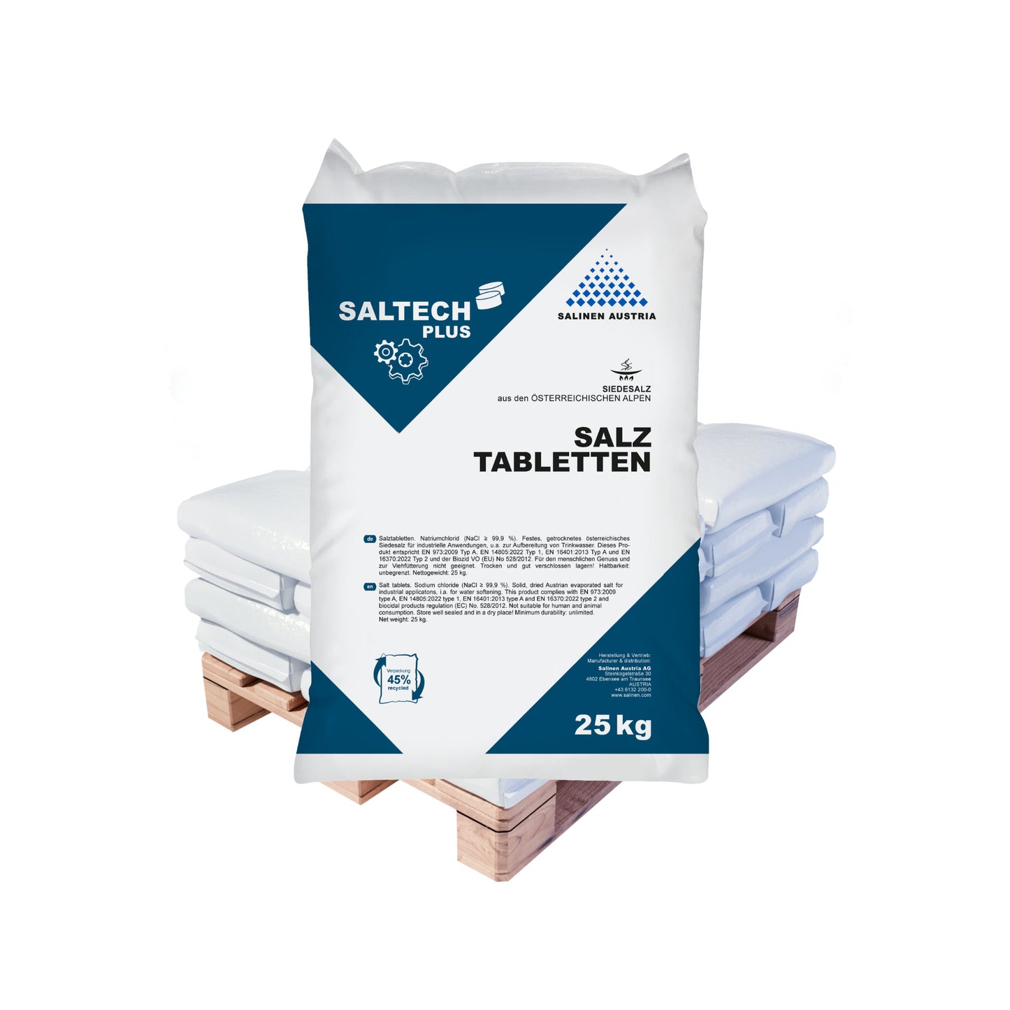 SALTECH PLUS Regeneriersalz Tabletten: 25kg Sack | Palette