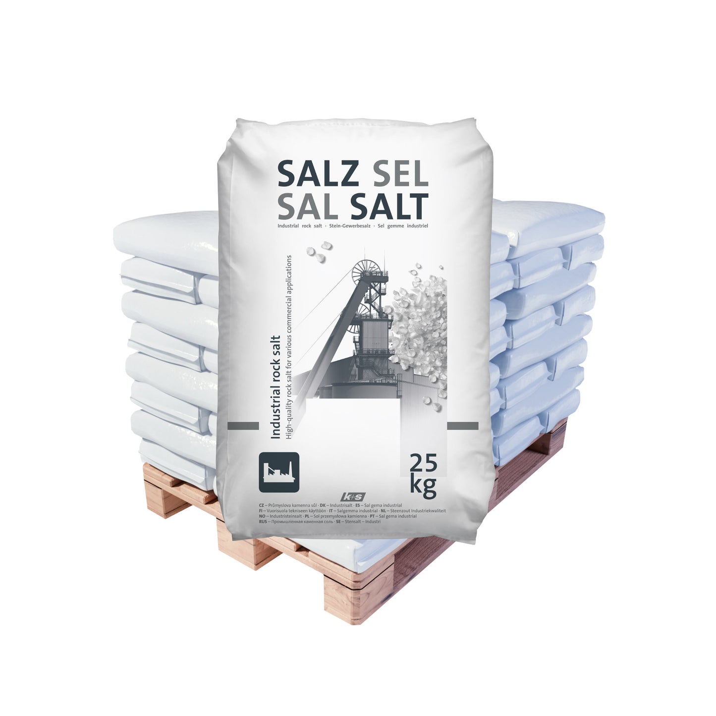 Stein-Gewerbesalz grob (3,2-0,4mm) – mit Trennmittel: 25kg Sack | Palette