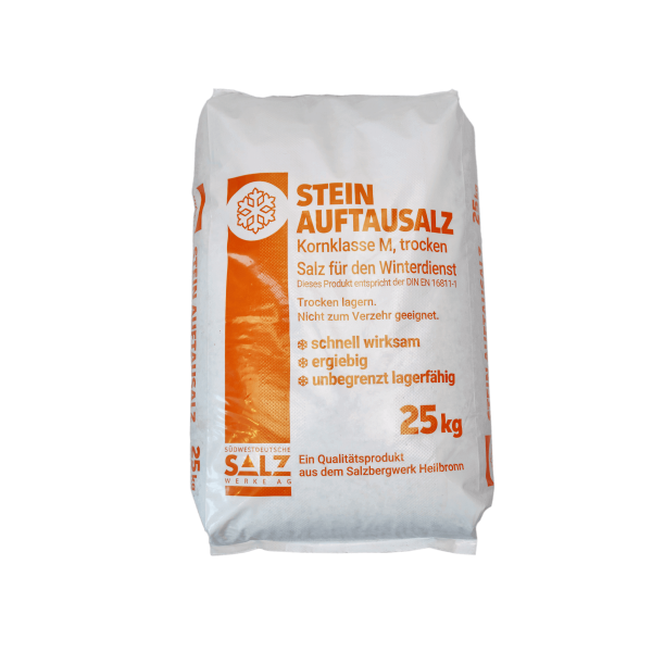 Stein-Auftausalz: 25kg Einzelsack und Palettenware