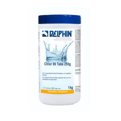 DELPHIN Chlor 90 Tabs 250g – langsamlöslich für die Poolpflege