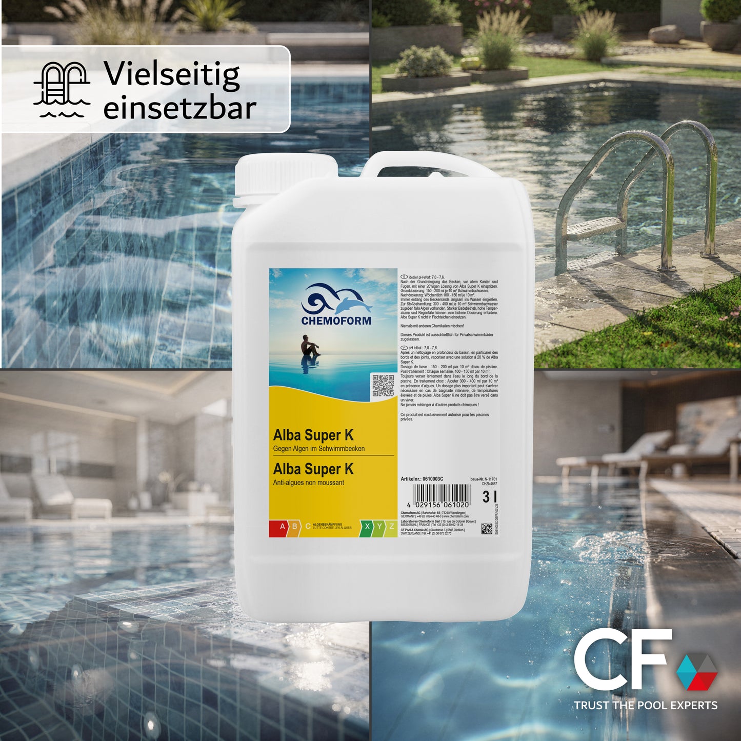 CHEMOFORM Alba Super K – schaumfreies Algizid zur Algen-Prophylaxe: 1l | 3l