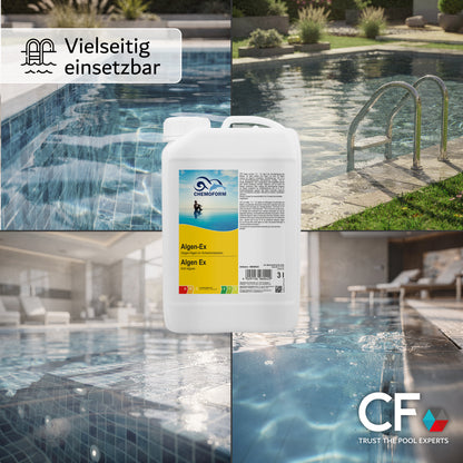 CHEMOFORM Algen-Ex – flüssiges Algenschutzmittel (Algizid) für Poolwasser: 1l | 3l | 5l