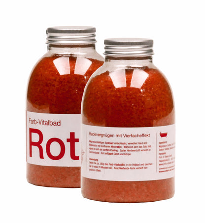 Badesalz Farb-Vitalbad – Rot: 500g Flasche