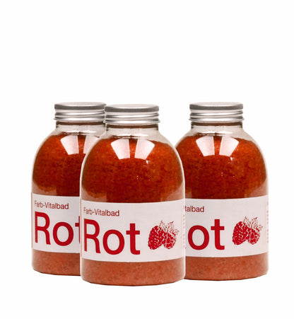 Badesalz Farb-Vitalbad – Rot: 500g Flasche