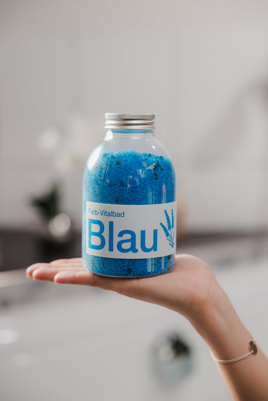 Badesalz Farb-Vitalbad – Blau: 500g Flasche