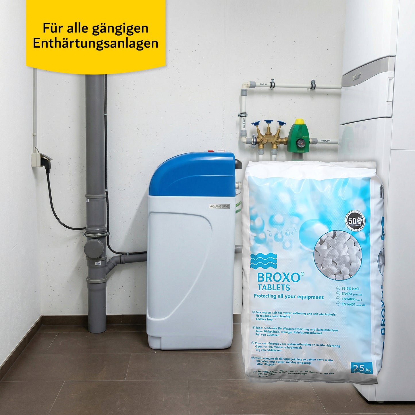 BROXO Regeneriersalz Tabletten: 25kg Sack | Palette