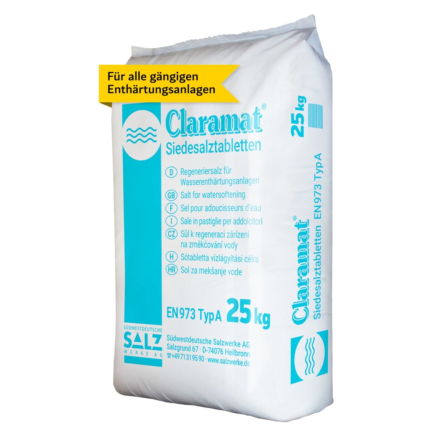 Claramat Regeneriersalz Tabletten: 25kg Sack | Palette (sofort lieferbar)