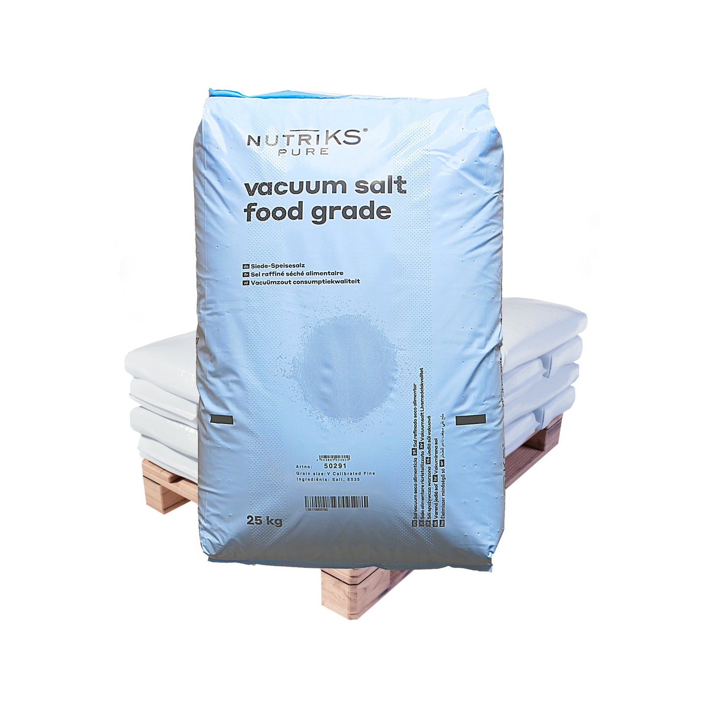 Nutriks Siedesalz calibrated fein 0,4-0,13 mm – mit Trennmittel : 25kg Sack | Palette