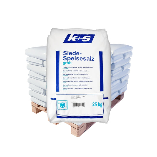 Siede-Speisesalz: grob 1,6-0,8mm - mit Trennmittel: 25kg Sack | Palette