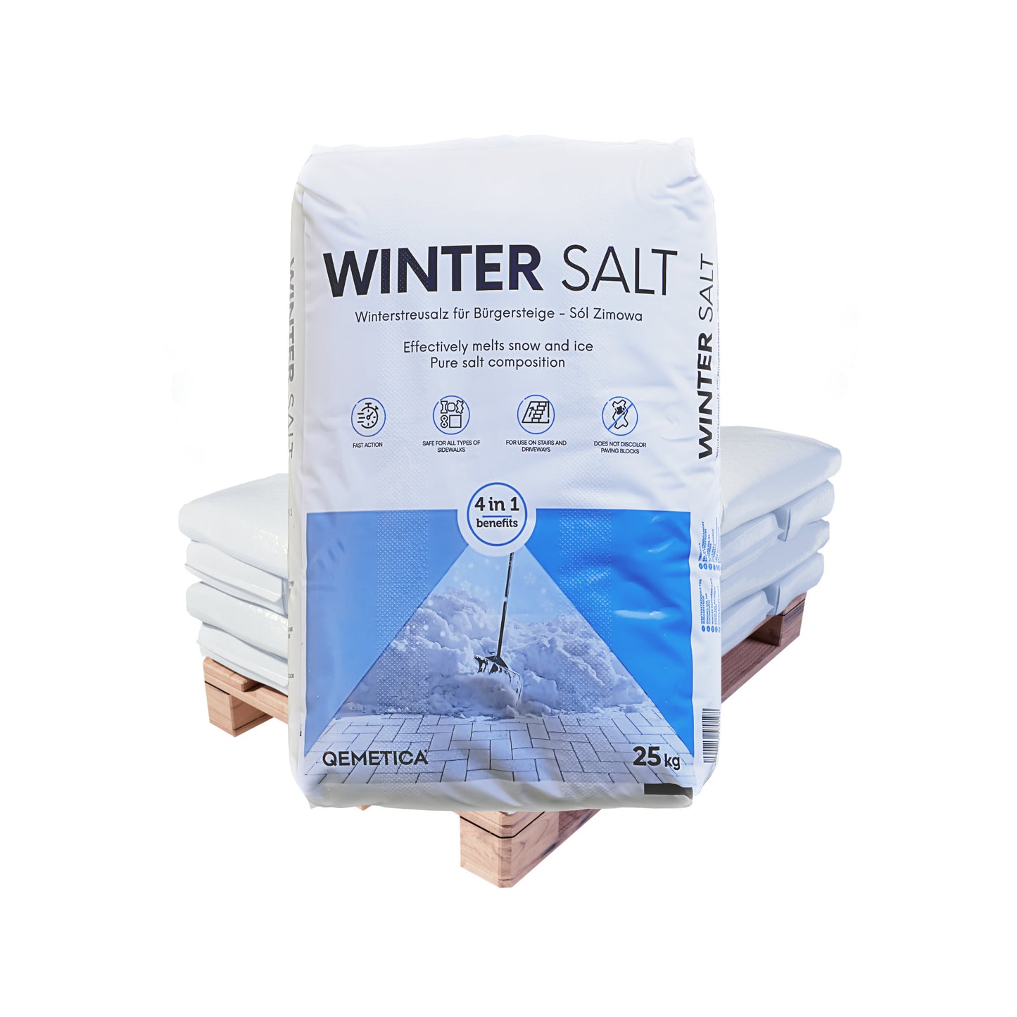 Qemetica Auftausalz – Streusalz: 25kg Sack | Palette