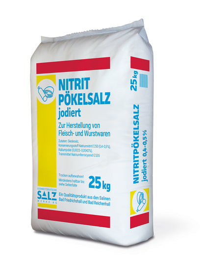 Siede-Nitritpökelsalz; jodiert; 0,4-0,5% Nitrit; 0-1mm; 25kg; Sack