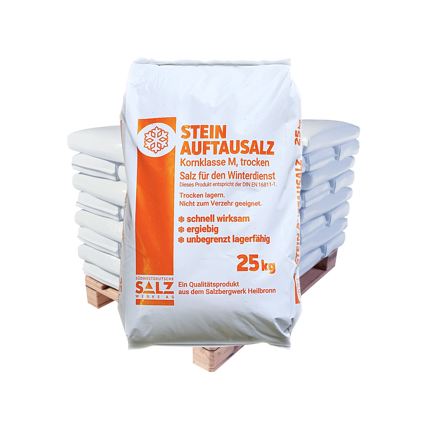 SWS Stein-Auftausalz – Streusalz: 25kg Sack | Palette