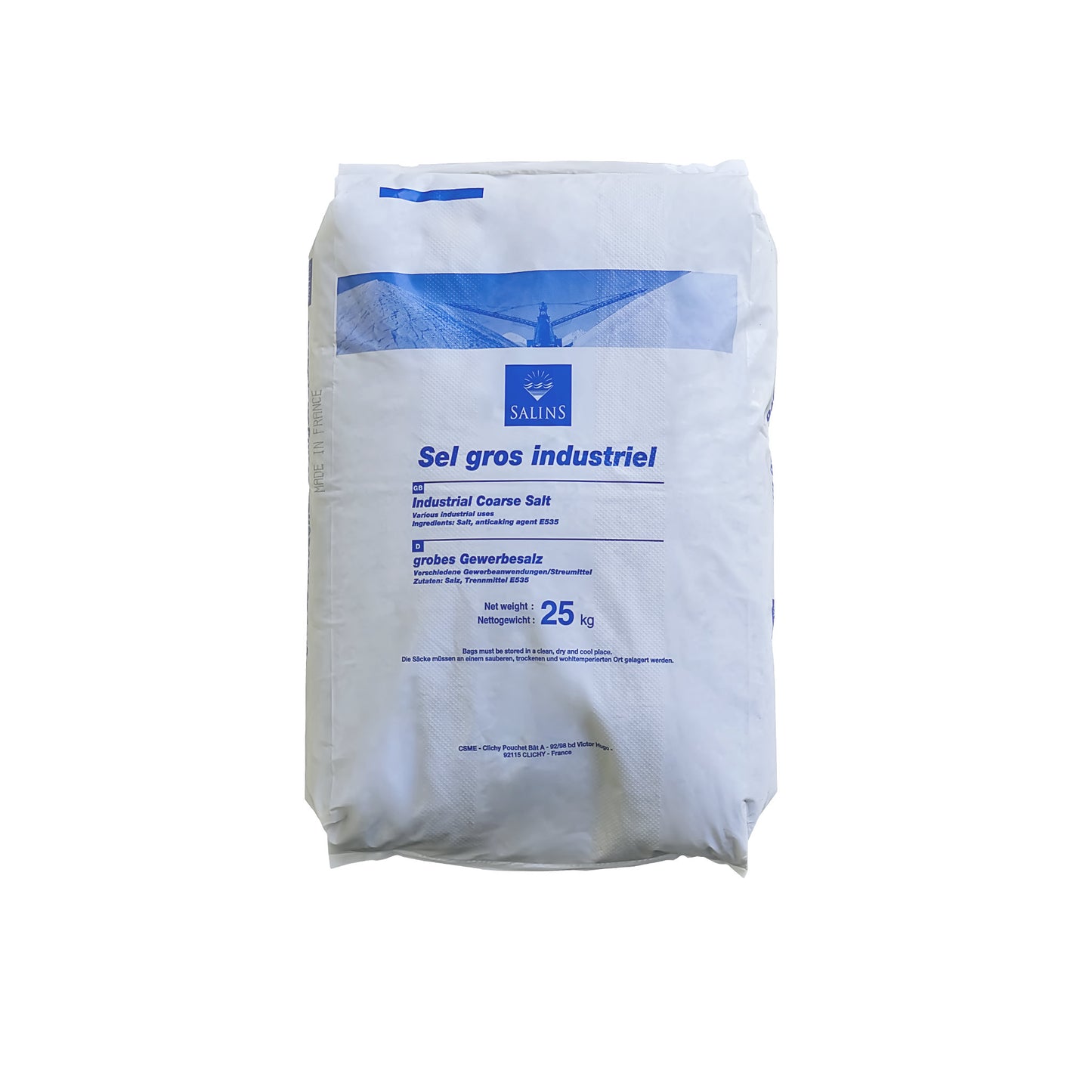 Salins du Midi Stein-Gewerbesalz (0-5 mm) – mit Trennmittel: 25kg Sack | Palette