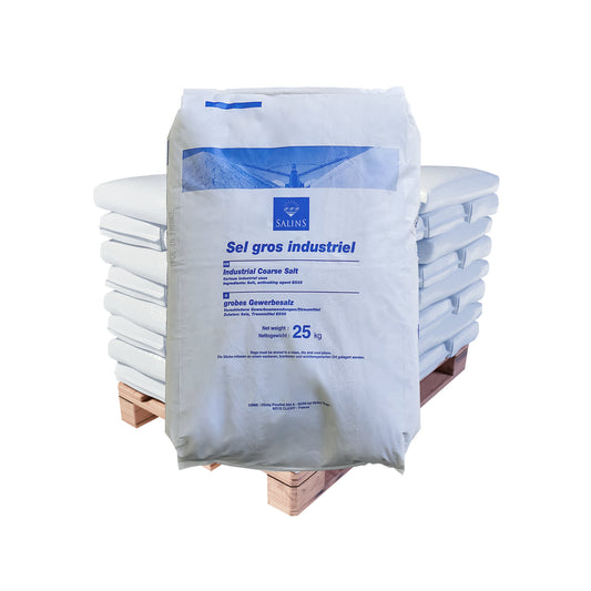 Salins du Midi Stein-Gewerbesalz (0-5 mm) – mit Trennmittel: 25kg Sack | Palette