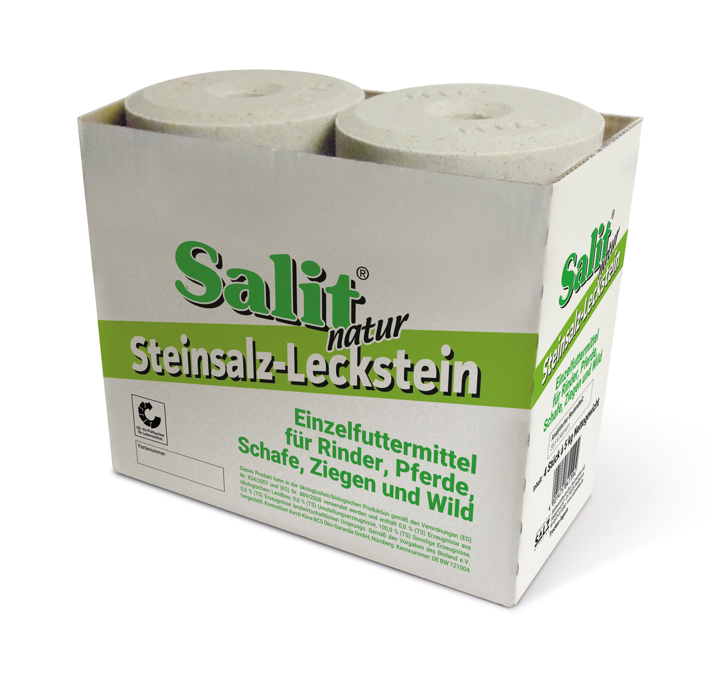 Salit® Natur Steinsalz-Leckstein; rund; 4x5kg; Karton