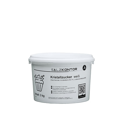 Kristallzucker weiß: Lebensmittelqualität – 3kg | 5kg | 10kg | 25kg im praktischem Eimer