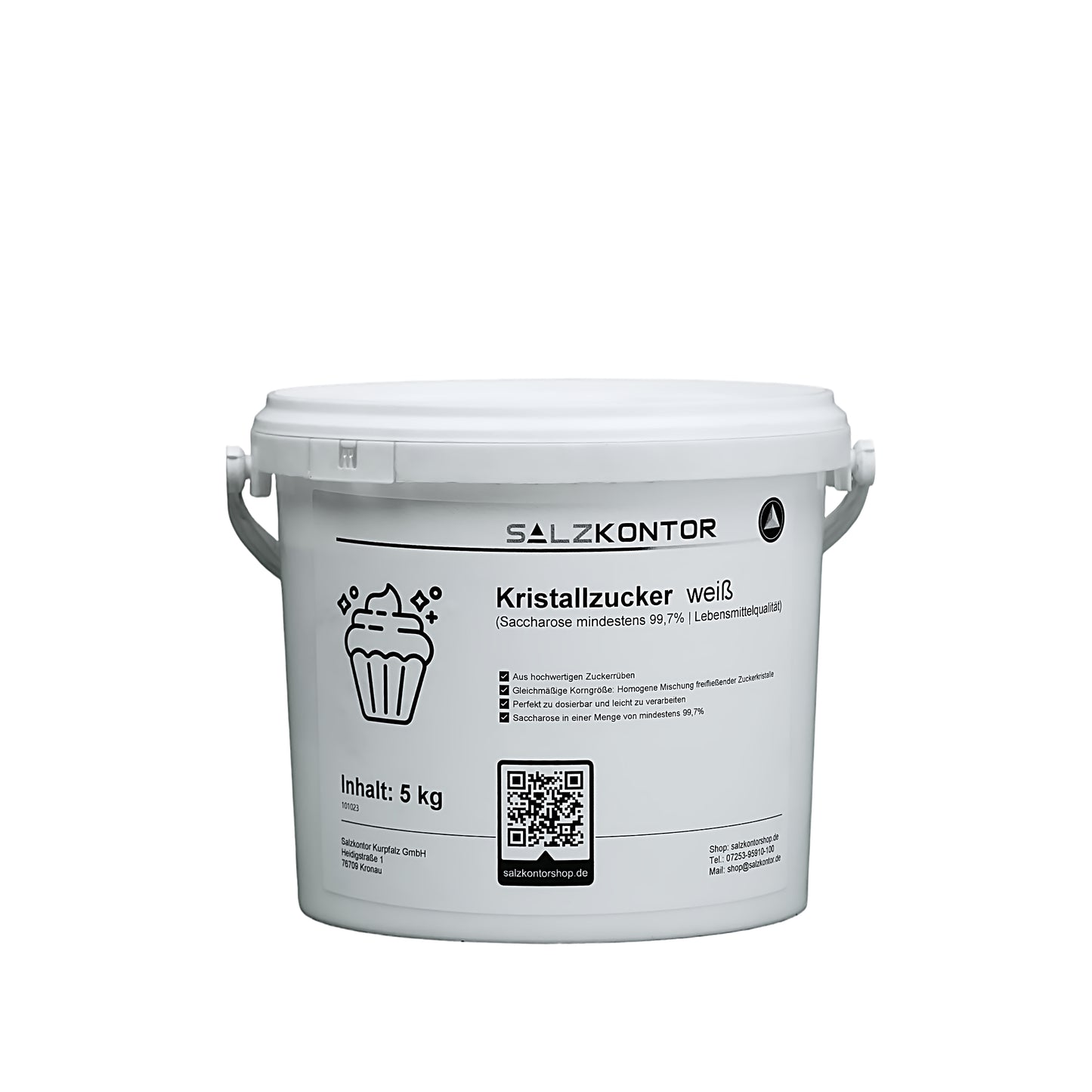 Kristallzucker weiß: Lebensmittelqualität – 3kg | 5kg | 10kg | 25kg im praktischem Eimer