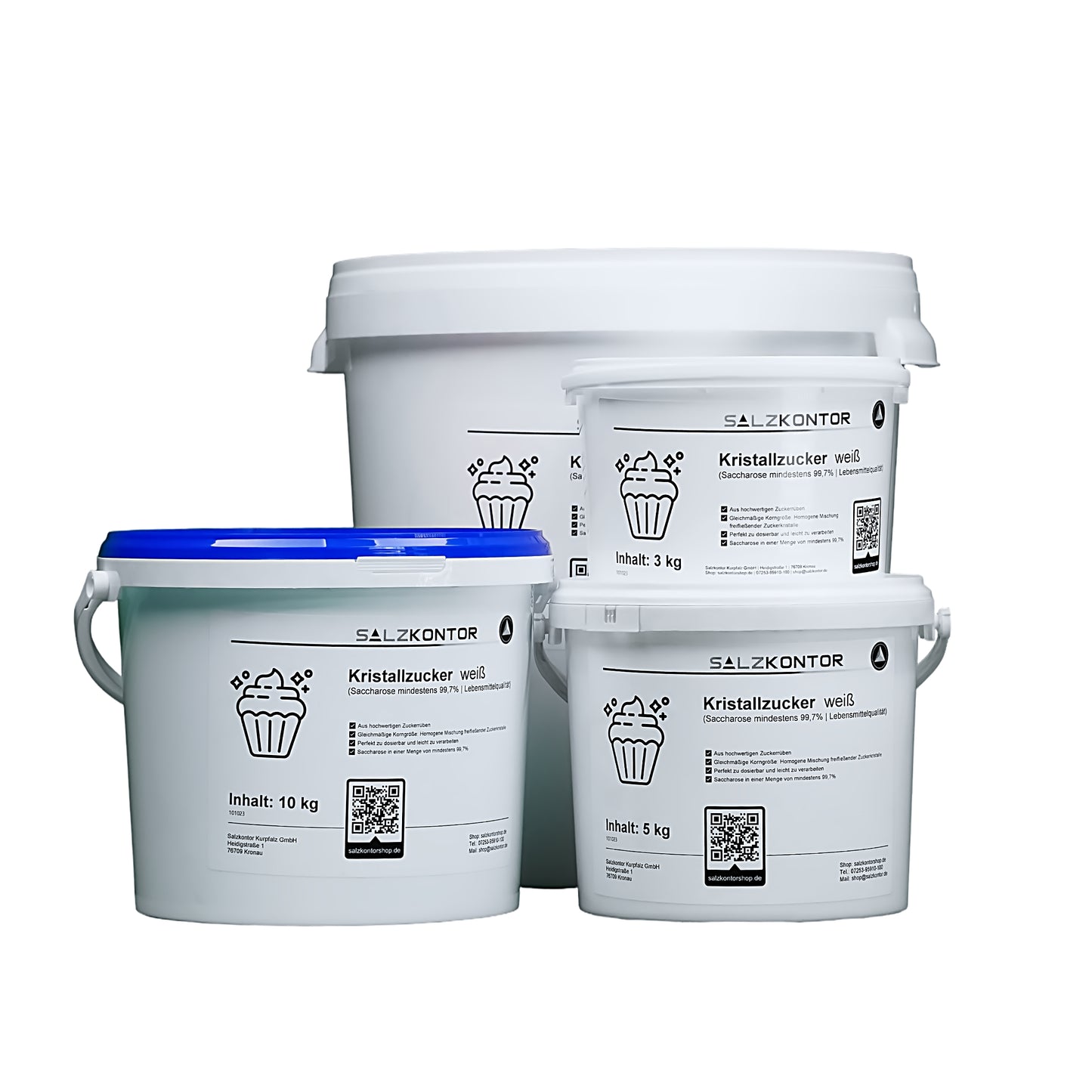 Kristallzucker weiß: Lebensmittelqualität – 3kg | 5kg | 10kg | 25kg im praktischem Eimer