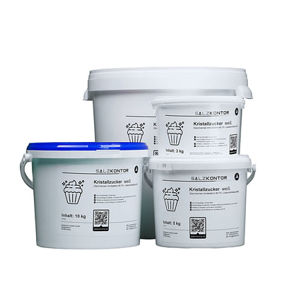 Kristallzucker weiß: Lebensmittelqualität – 3kg | 5kg | 10kg | 25kg im praktischem Eimer