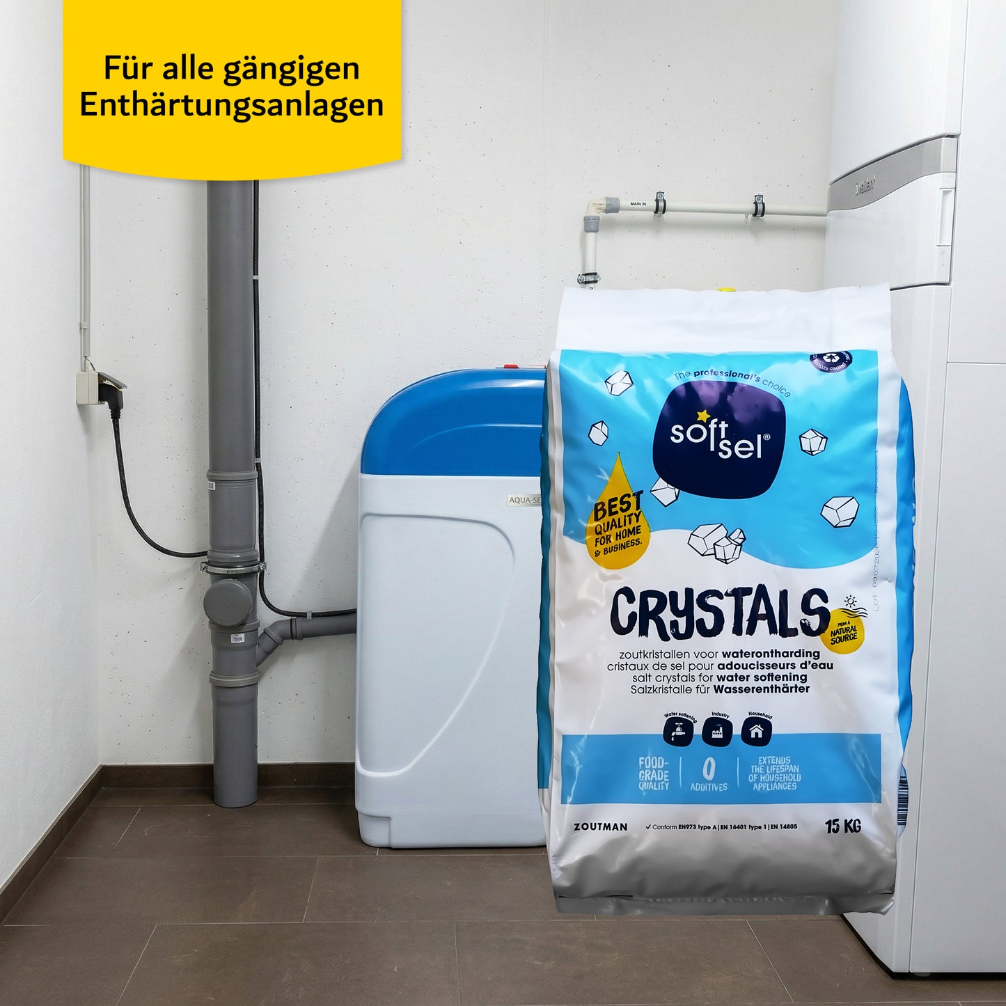 SOFT SEL Zoutman Regeneriersalz Crystals: 15kg Sack | Palette