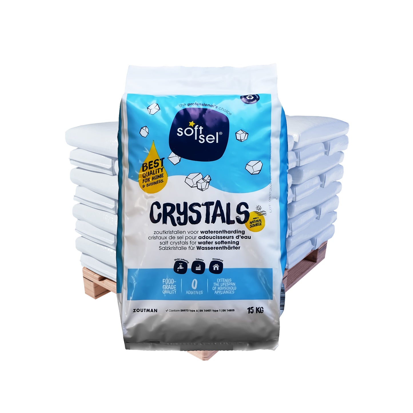 SOFT SEL Zoutman Regeneriersalz Crystals: 15kg Sack | Palette