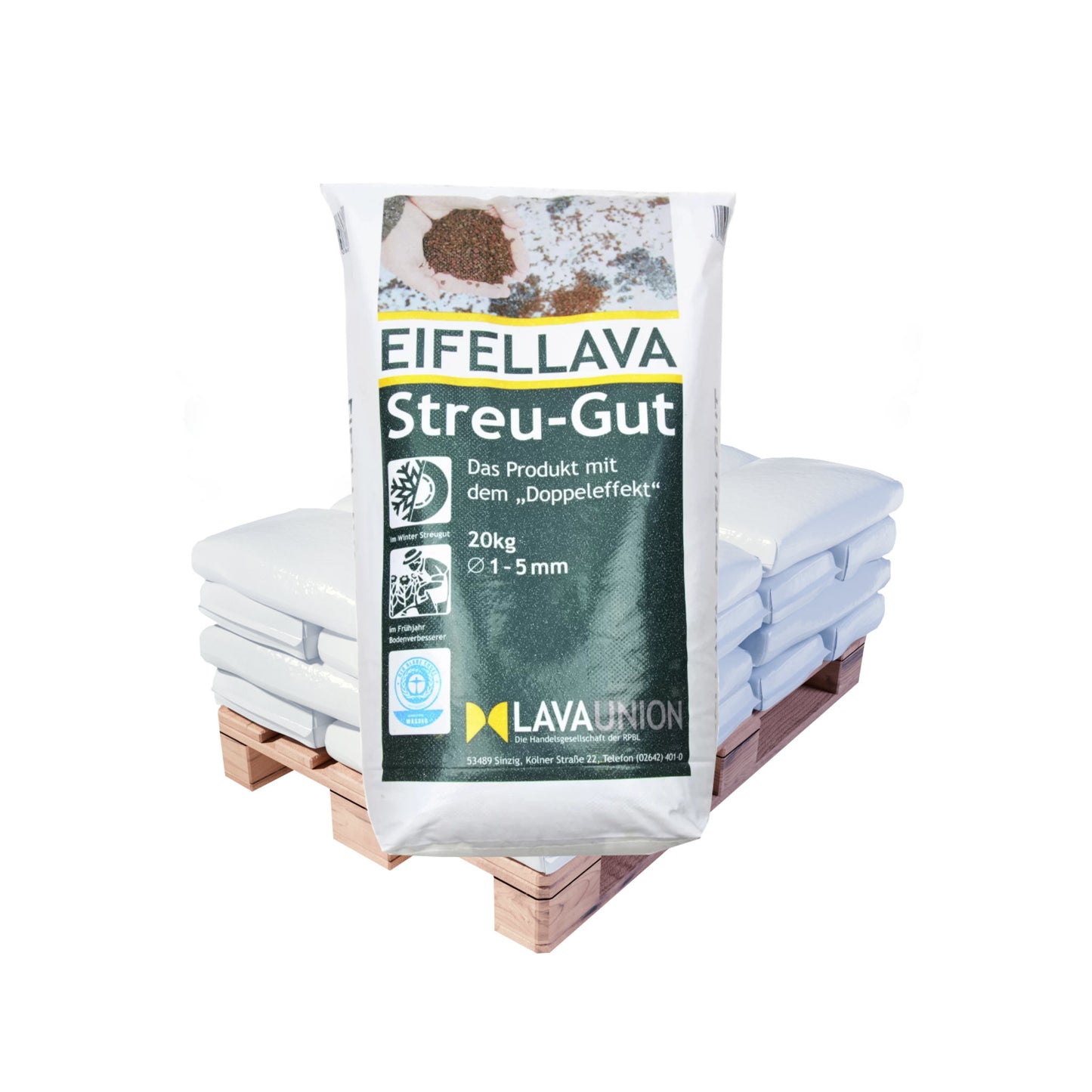 Eifel-Lava: Rutschhemmung bei Eisbildung: 20kg Sack | Palette