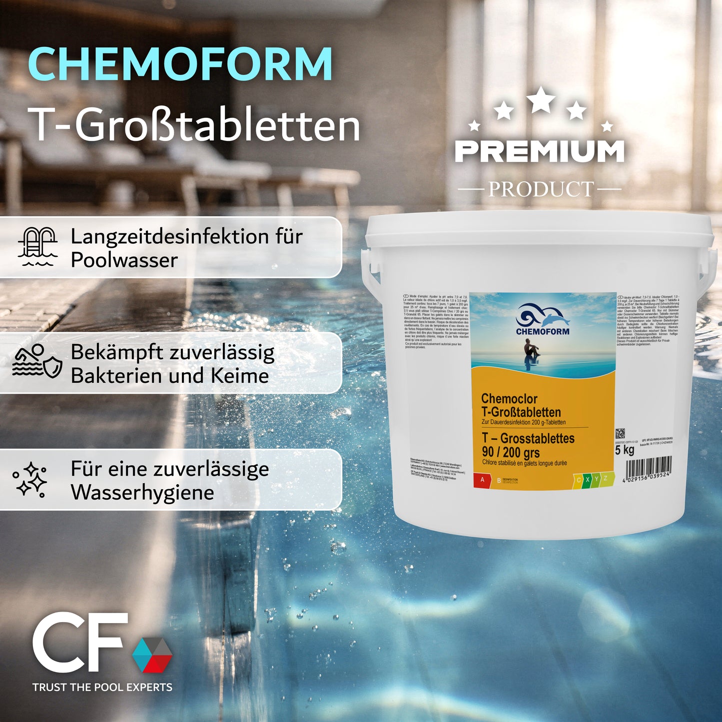 CHEMOFORM Chemoclor T-Großtabletten 200 g – Chlor-Tabletten